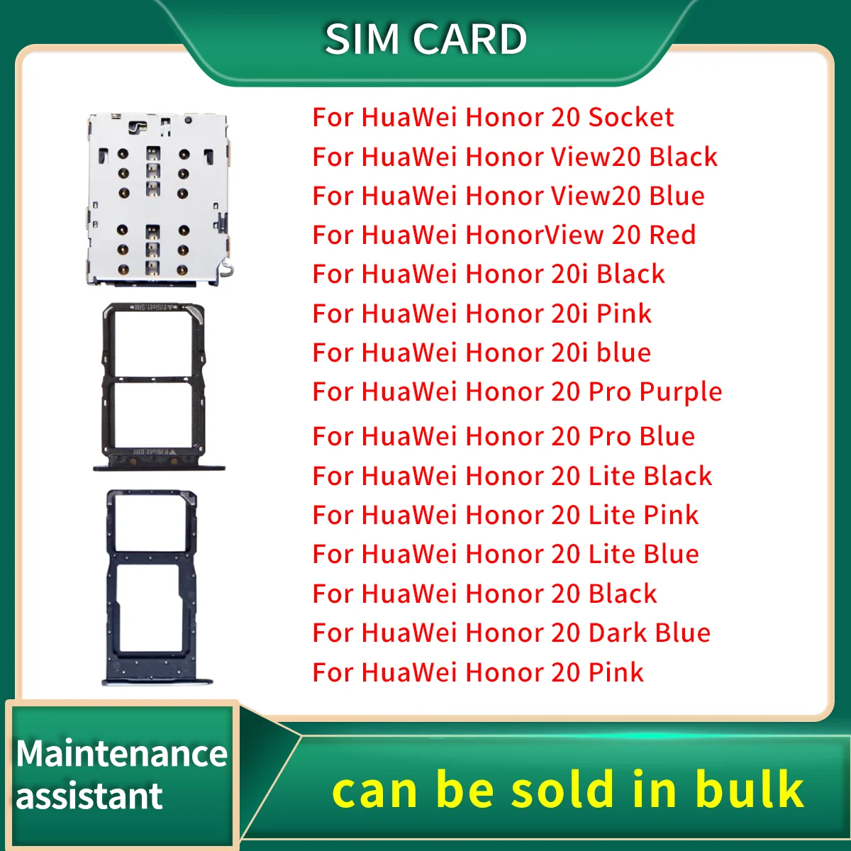 Micro SD Sim Card Socket Slot Adapter Connector Reader For HuaWei Honor View 20 Pro Lite 20i Container Holder sim tary