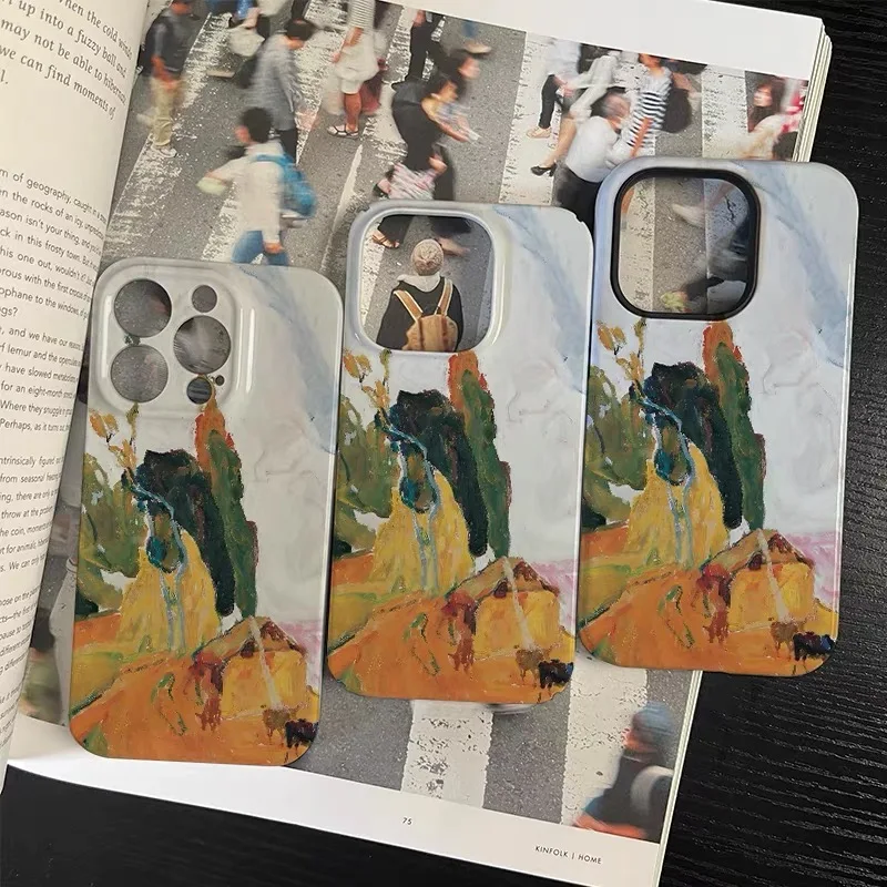 حافظة هاتف فنية على شكل زيت جرافيتي أصفر لهاتف آيفون 17 Air 16E 15 PROMAX 14 Plus 13 12 MINI 11 16Plus XR غطاء هاتف أكريليك #4