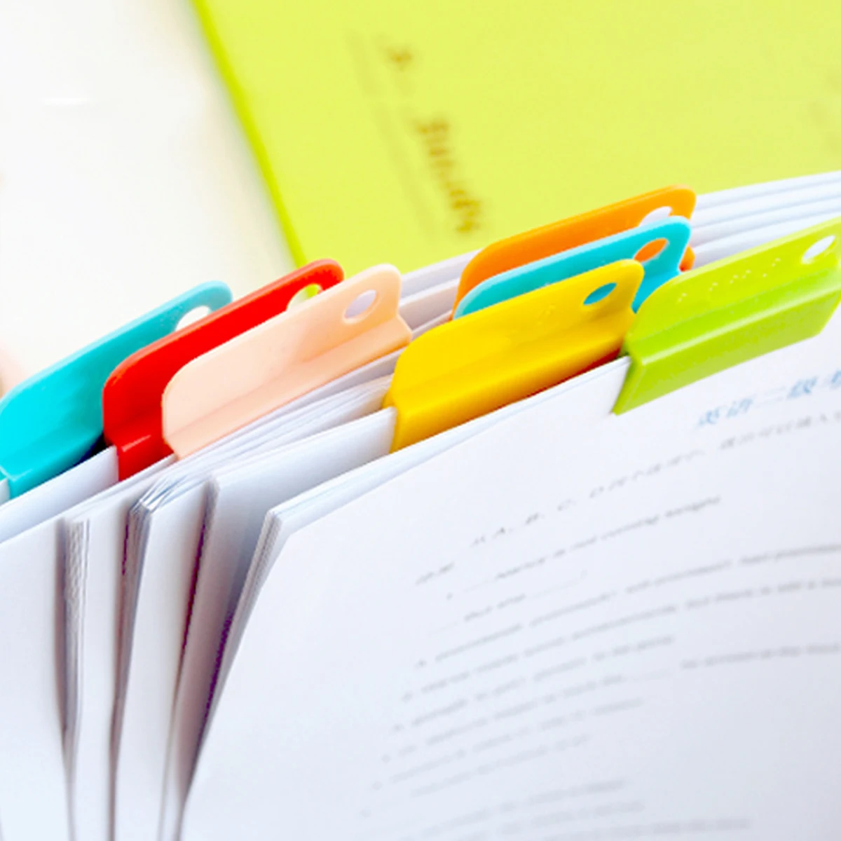 6pcs/set Plastic colored file book cover clips, multi-functional and flexible clips, stationery notebook clips view 6