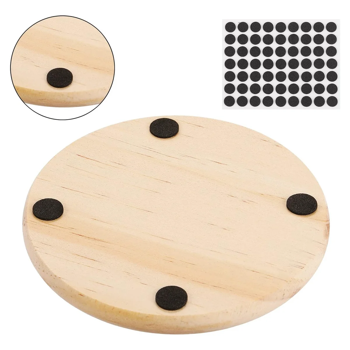 

A32P_25 Pack Unfinished Wood Coasters, 4 Inch Blank Wooden Coasters Crafts Coasters with Non-Slip Silicon Dots Round