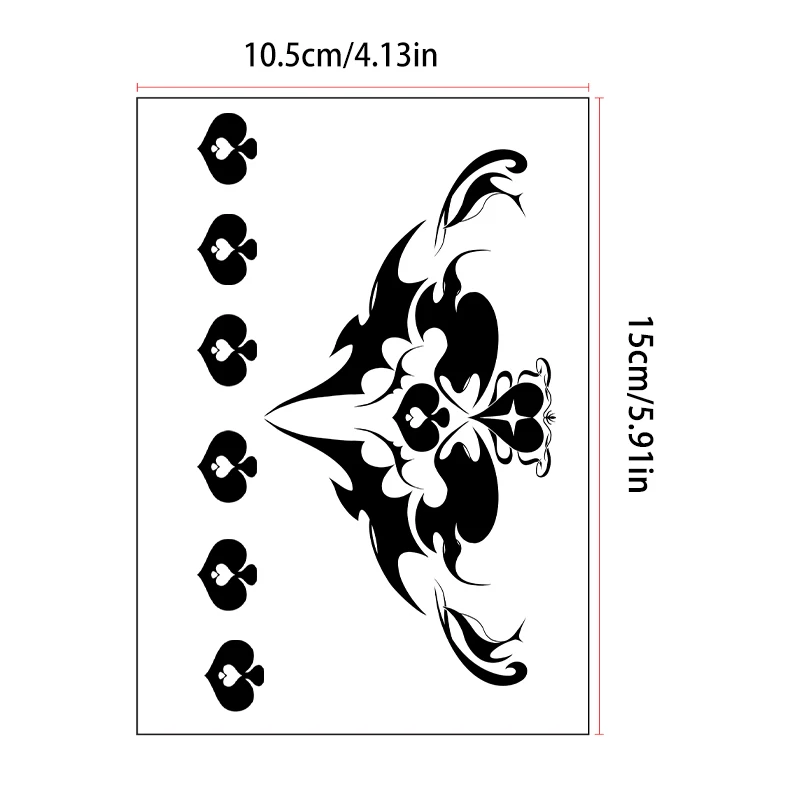 New Spades Q Tattoo Stickers Temporary Stickers Waterproof, Durable Black Solid Color Disposable Stickers Sexy Tattoo Stickers