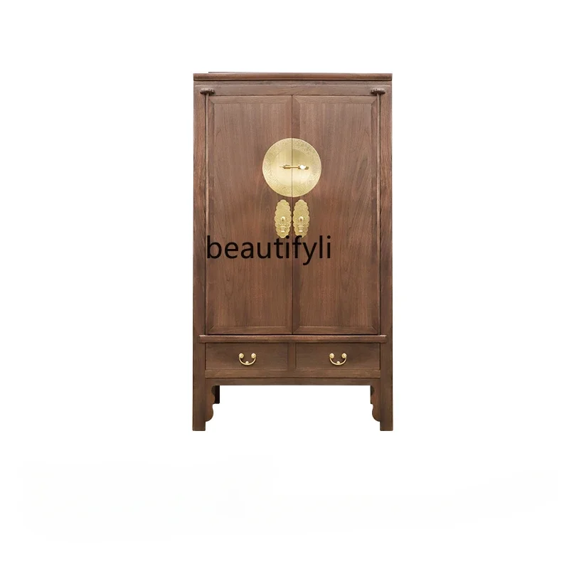 

V New Chinese Style Black Walnut Muyigui Large Capacity Home Bedroom Wardrobe B & B Curio Cabinet