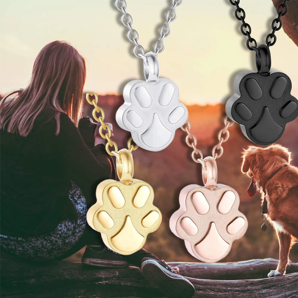 Pet Cremation Jewelry for Ashes Pendant Paw Print Pet Urn Necklace Memorial Keepsake Jewelry for Pet/Dog\'s/Cat\'s Ashes