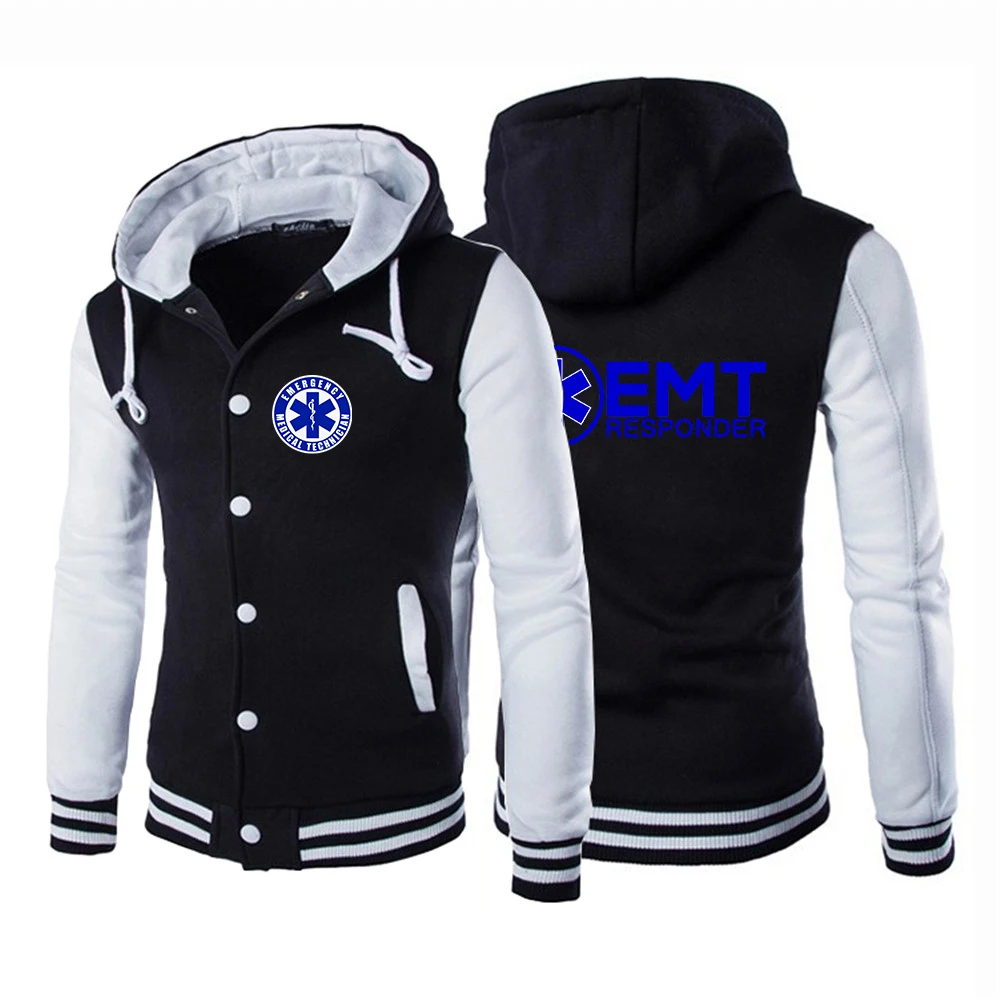 EMT Emergency Ambulance 2024 Spring And Autumn Men's New Fashion Cotton Zipper Baseball Uniform Hoodie Sweatshirts Jackets Tops