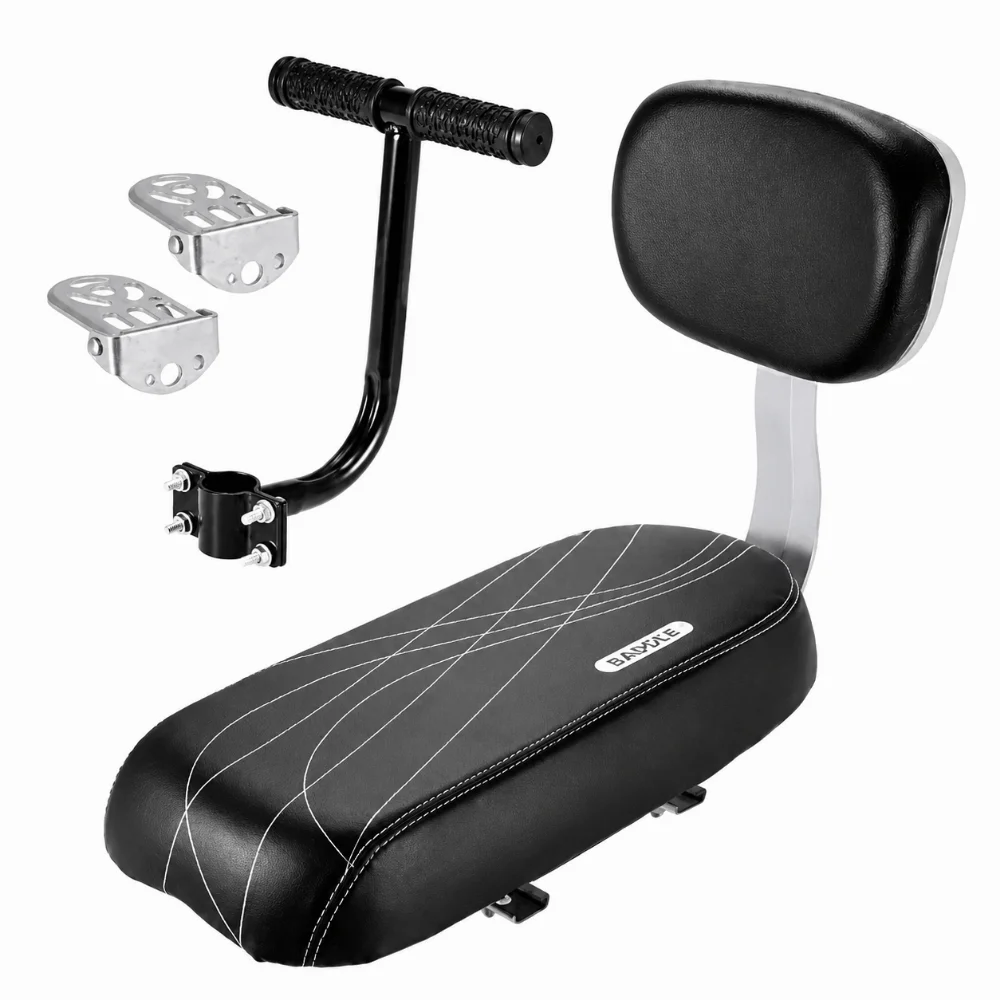 

Black Bike Rear Safe Seat with Backrest Handle Armrest Bicycle Safe Seat Footrest Pedal Sponge Mat Cycle Accessories Cycling Use