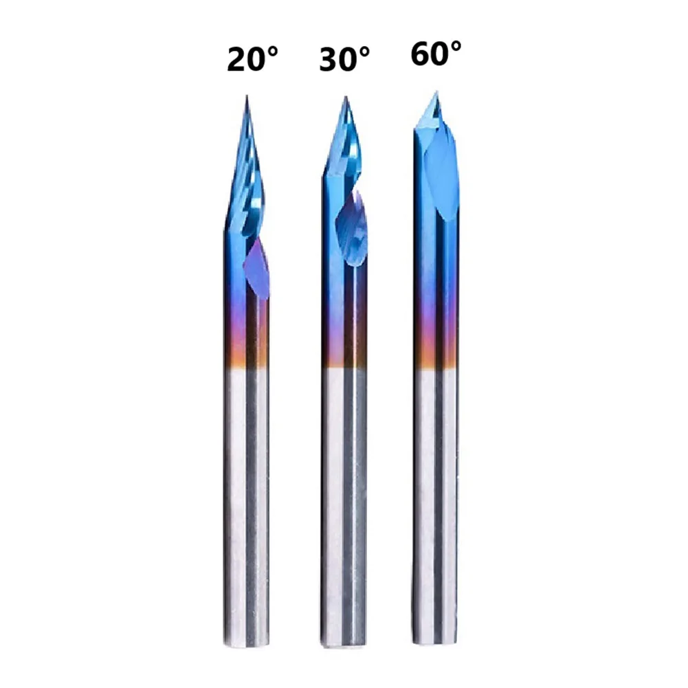 /3PCS /V /Type Carbide Router Bits 2-Flute Engraving Milling 20/30/60 Degree For Wood Metal Aluminum Steel CNC Machining Tool
