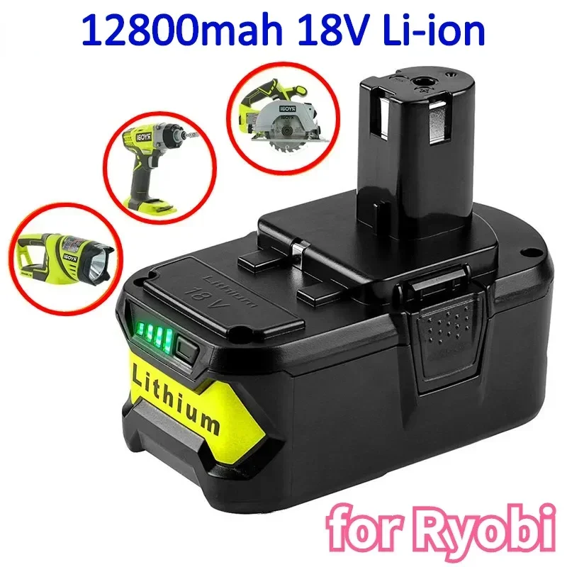 

18V 12.8AH Li-ion Batterie Rechargeable pour Ryobi ONE +Outil Électrique sans fil BPL1820 P108 P109 P106 P103 RB18L50 RB18L40