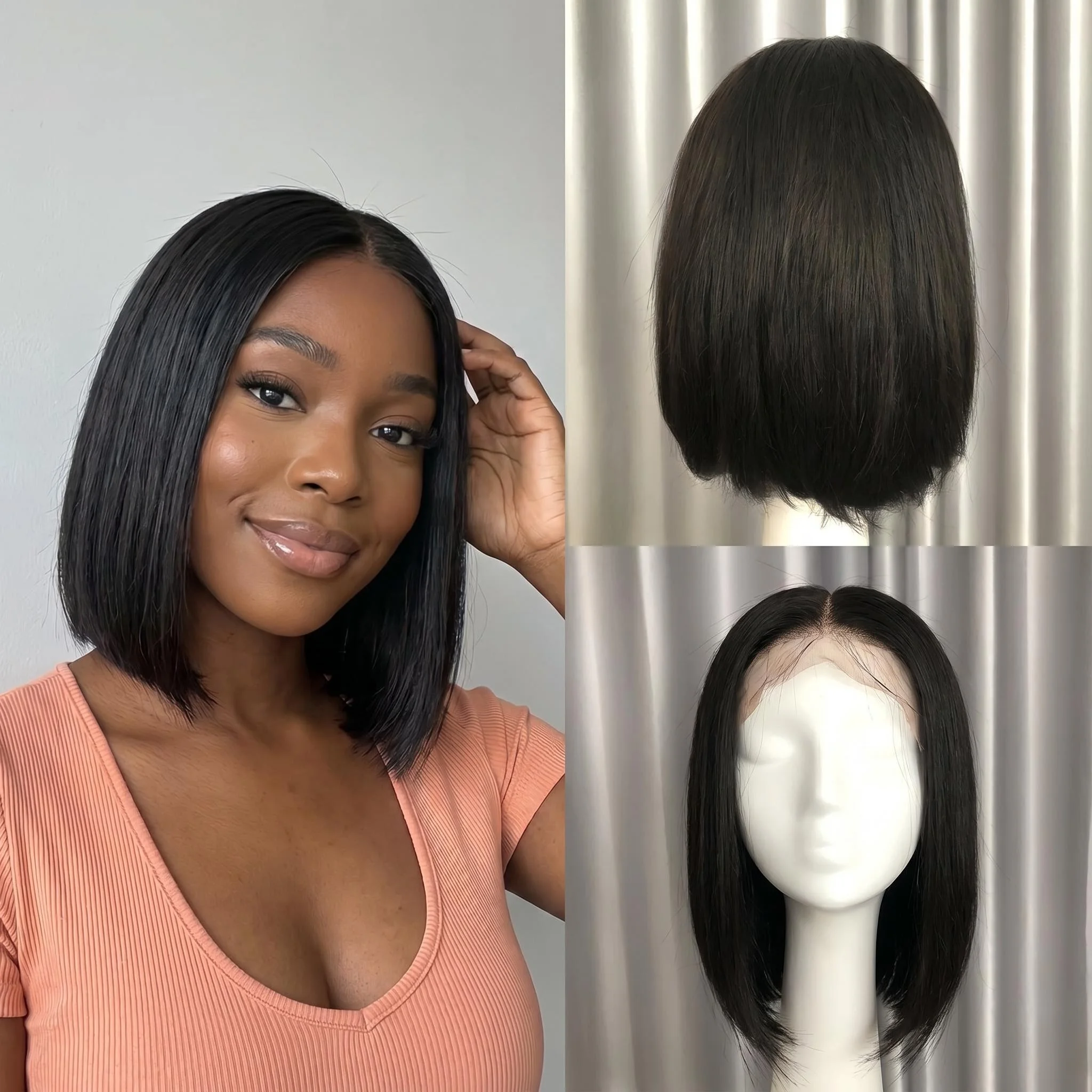 Pre Parted 13X4 Lace Front Bob Wig - Gerade 180% Dichte Kurzer Bob 13x4