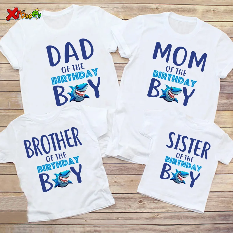 Family Shirts Matching birthday boy Clothing Family Outfits Shark T Shirt Kids Party Custom Name TShirt Clothes Family Look 10th