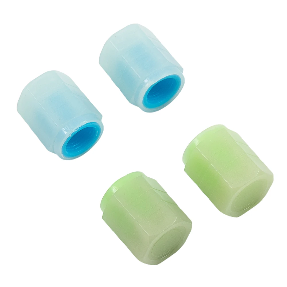 

4pcs Car Motorcycle Tire Valve Cap Luminous Tire Valve Cap Blue+Green Color Fluorescent Exterior Tyre Accessories