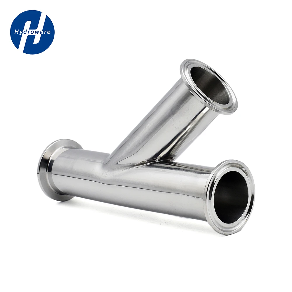 

304 Sanitary Stainless Steel Tri Clamp Oblique Y Shaped 3 Way Pipe Outer Diameter 19mm-108mm Fitting Spliter Homebrew