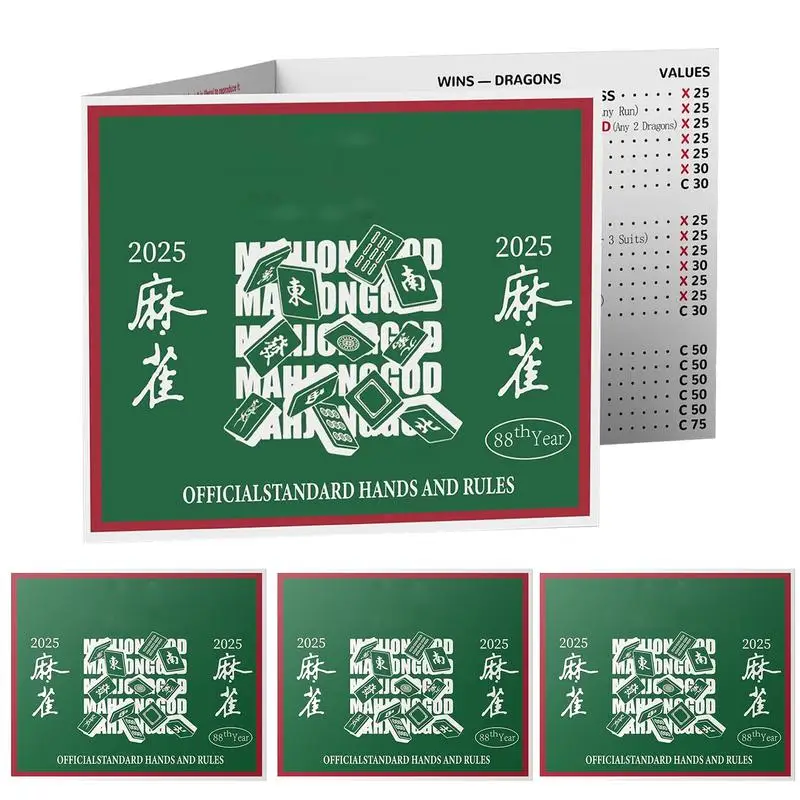 Mah Jongg Cards 2025 4 Pieces Official Rules Mahjong Recording Sheets Board Games Standard Mah Jongg League Scorecard Parties