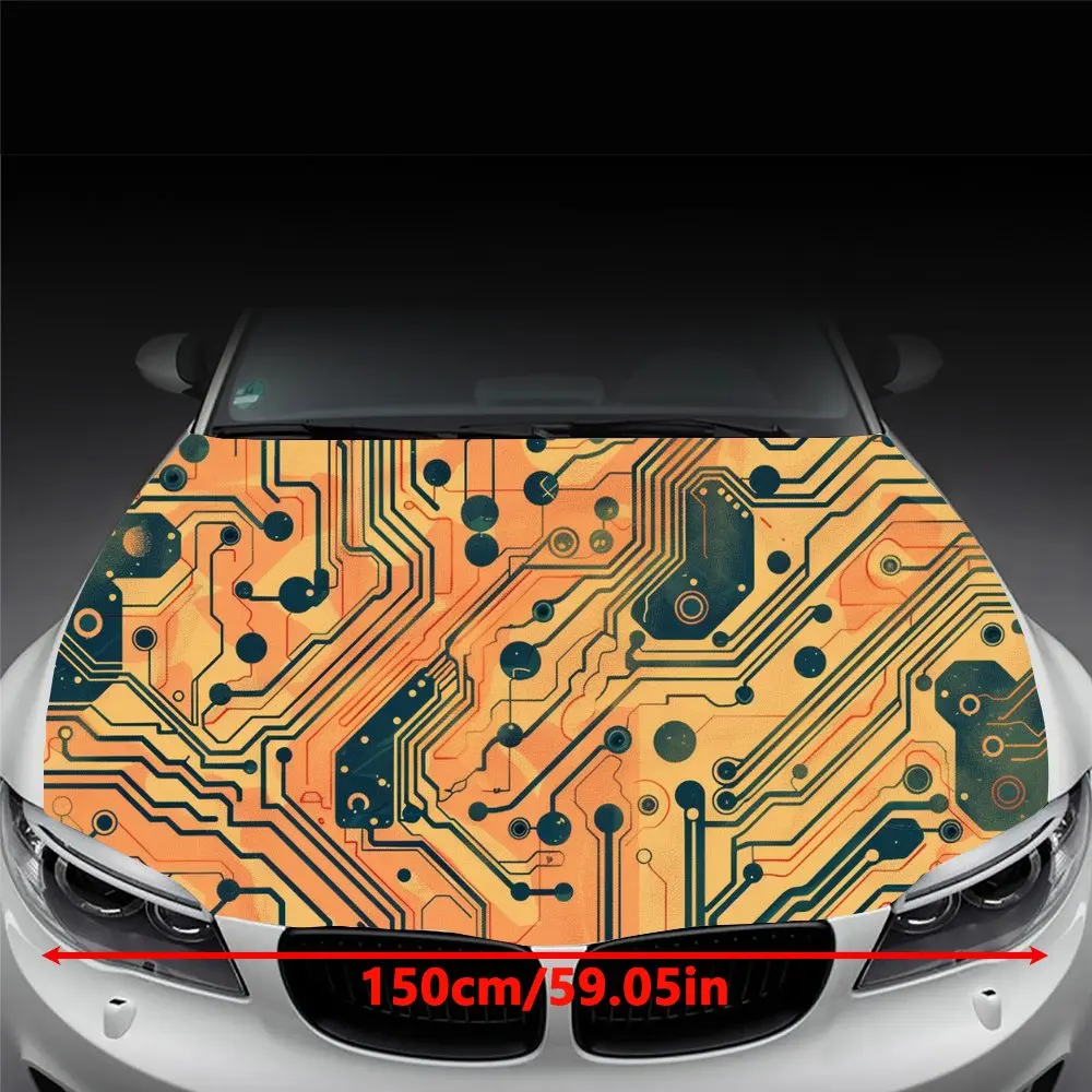 Circuit Board Stripe Pattern Car Hood Wrap Color Vinyl Sticker Truck Graphic Bonnet DIY Auto Accessories Decoration Decal Gift