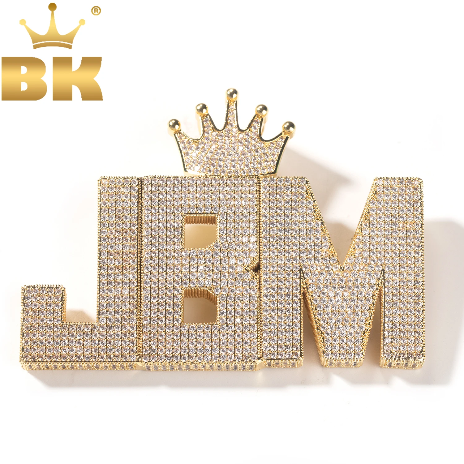 

THE BLING KING Корона Залог на заказ, большой размер, подвеска с буквами, микро-асфальтированное ожерелье с именной табличкой CZ, модные украшения для подарка