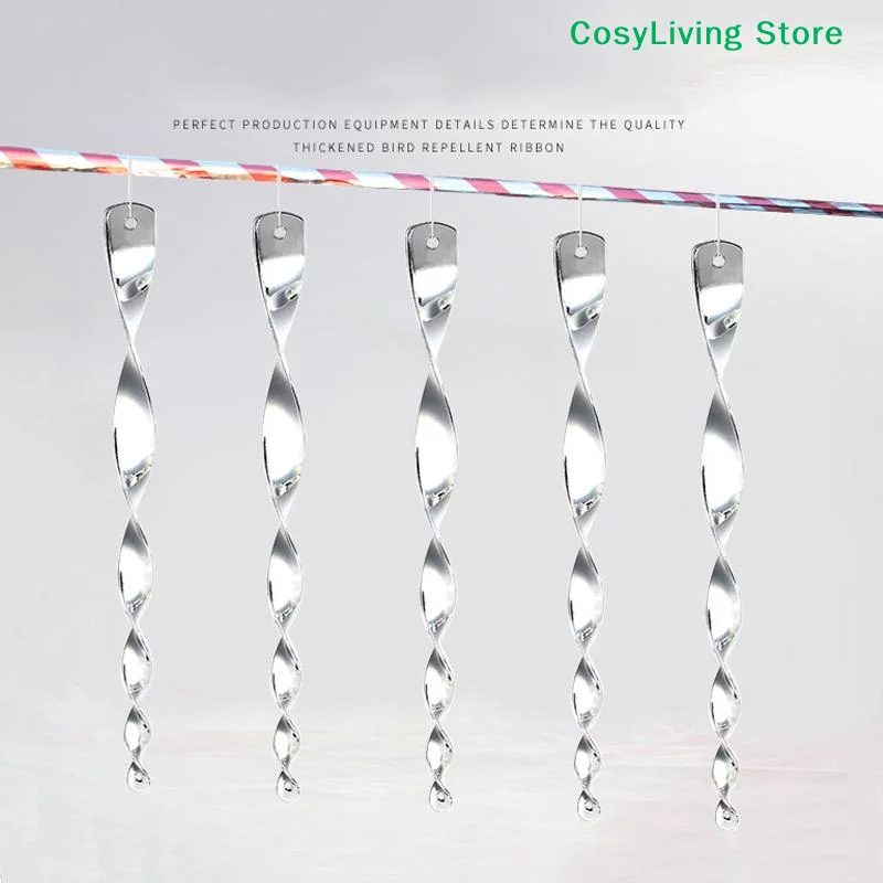 [CL]6/10/12Pcs Hanging Silvery Sparkling Bird Repellent Spiral Reflectors Deterrents For Garden Scare Away Woodpeckers Pigeons