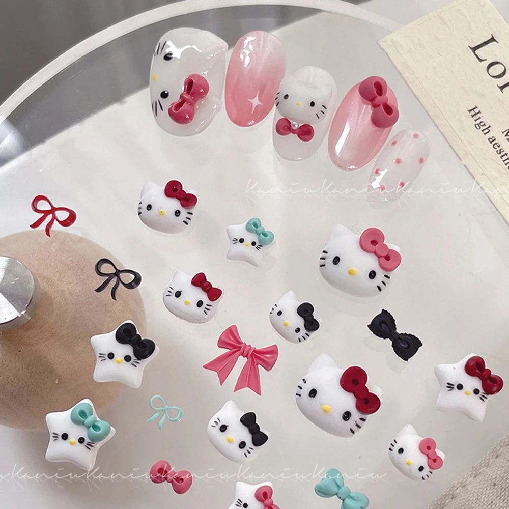 3d olá kitty arcos kawaii encantos do prego molde da arte do prego diy moldagem decoração da arte do prego para arte do prego artesanato dos desenhos animados acessórios do prego