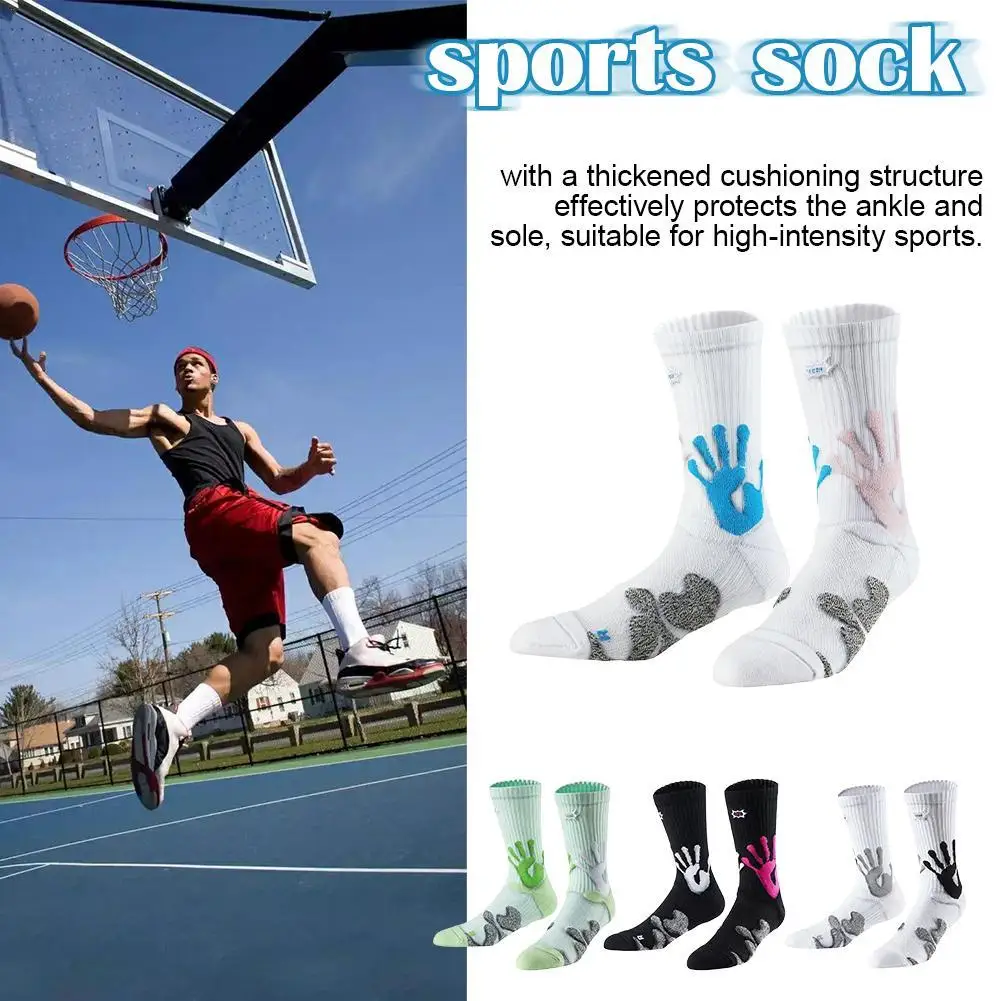 

1 пара высококачественных спортивных носков для мужчин, противоскользящие дышащие баскетбольные носки для активного отдыха, бега в тренажерном зале