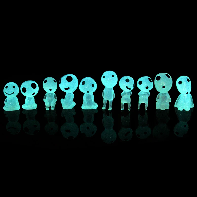 5/10Pcs Luminous Alien Elf Ghost Glowing Blue Green Light Decoration Micro Landscape Garden Miniature Doll Props Halloween Decor