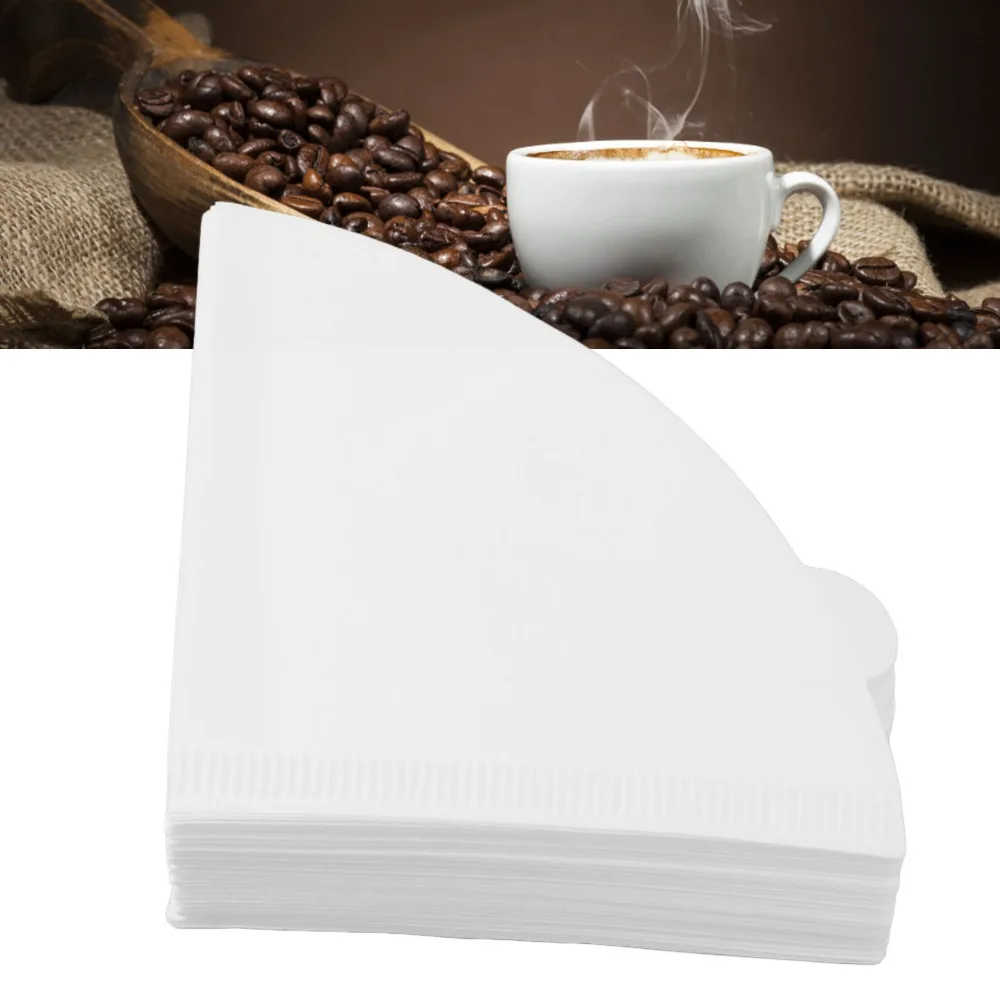 200pcs set Unbleached Paper Cone Coffee Filters Soft Texture Natural Wood Pulp Coffee Filter Paper Durable Disposable