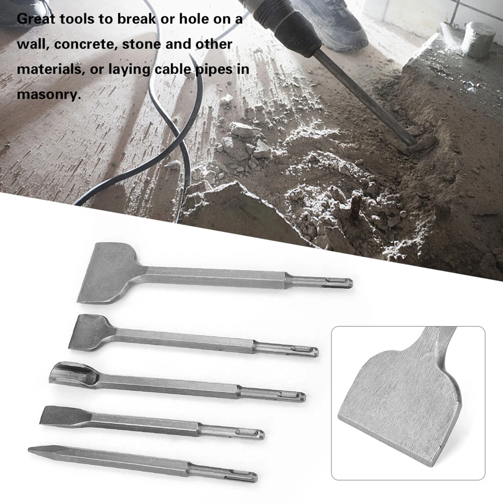 

Electric Rotary Hammer Chisel Bit Set - Different Types of SDS plus Bits for Concrete Masonry Tools