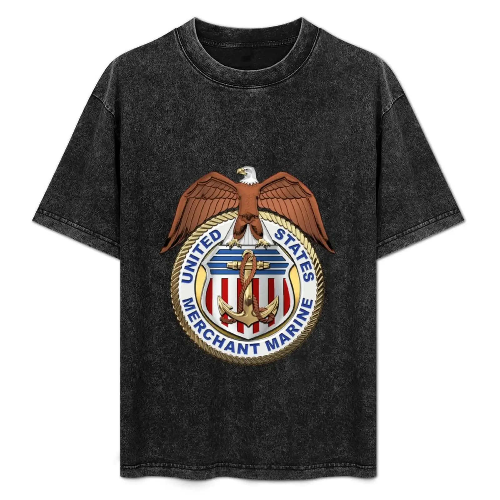 

U.S. Merchant Marine - USMM Emblem over Blue Velvet T-Shirt hippie clothes oversized graphic tee mens funny t shirts