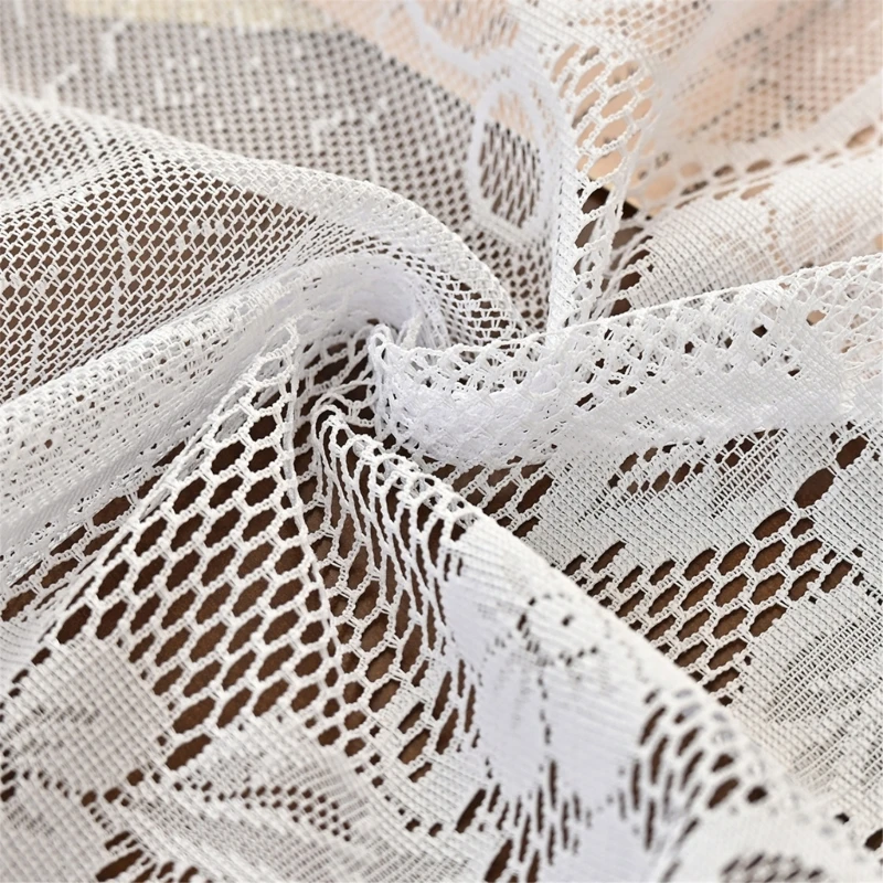 

Lace Embroidered Semi Sheer Curtain 147x45cm Privacy Light Filtering Panel