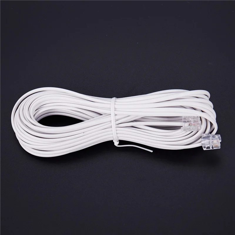 Cable de extensión de conector telefónico RJ11, 3 uds., 10M, blanco