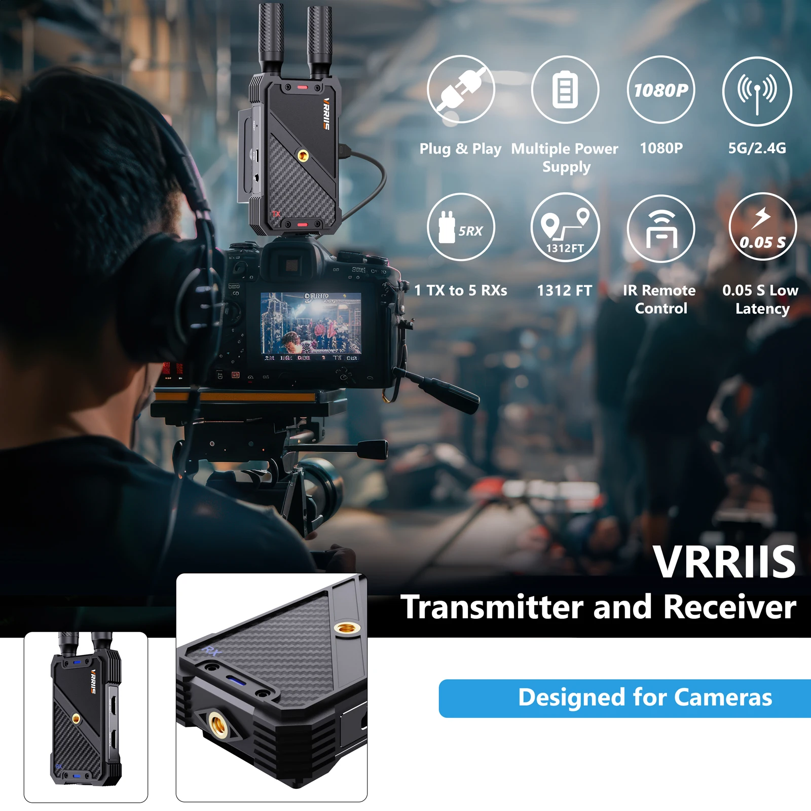 400M 1312FT Wireless Video Transmitter and Receiver for Camera Laptop Projector Switcher Perfect AtOBS Live Streaming OutdoorUse
