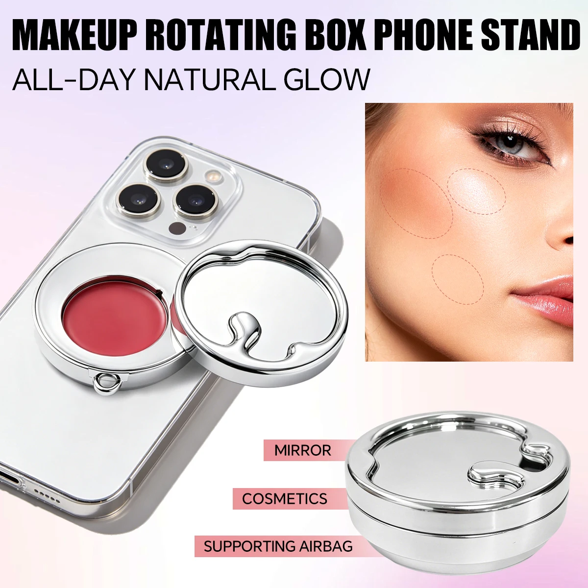 CHOOSE RASME Multi-Function Mobile Phone Holder Makeup Cream With Mirror Portable Blusher Highlight Multi-Purpose Cream view 3
