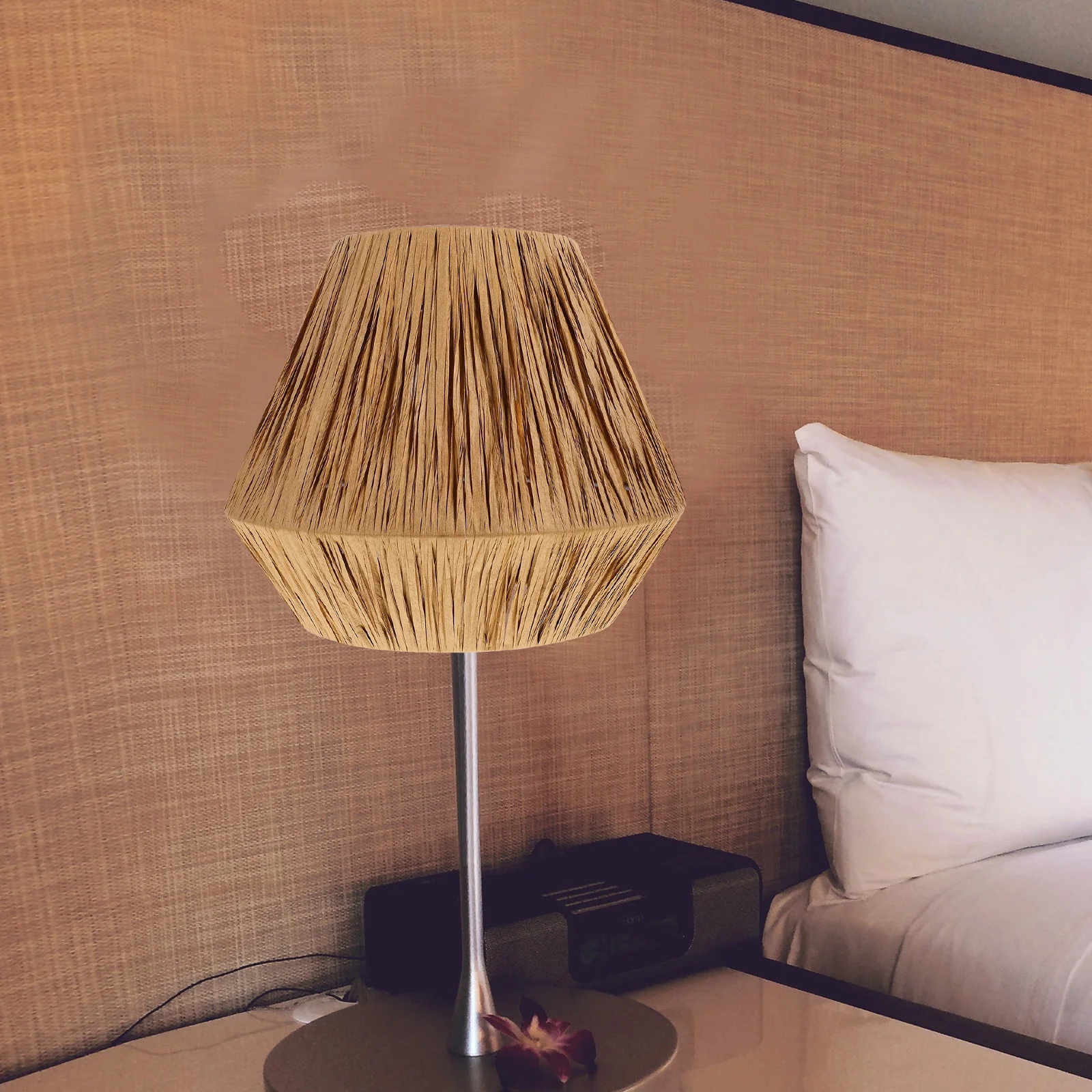 

Rafia Grass Shallow Yellow Table Floor Lamp Cover E27 Cover Rustic Woven Lamp Shade Woven Boho Lighting Accessories