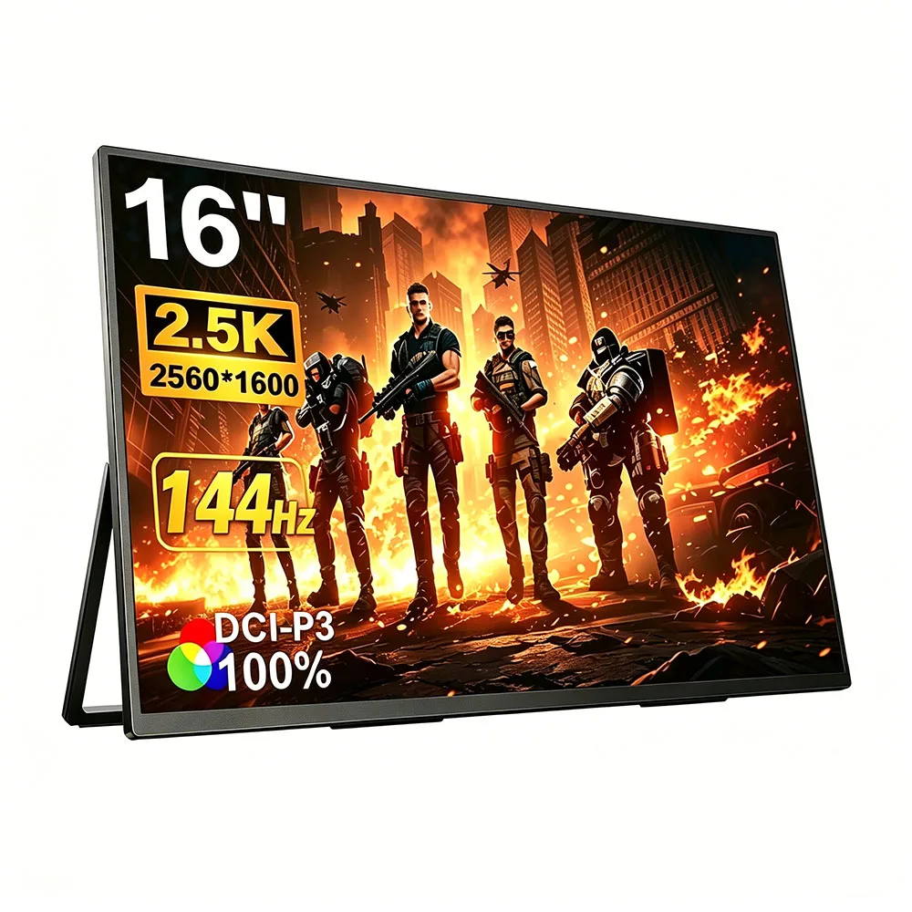 

MAFNKOU 16 Inch 144Hz Portable Gaming Monitor QHD 2.5K" Laptop Screen Extender 16:10 500Nits 100% sRGB Second Display For Xbox