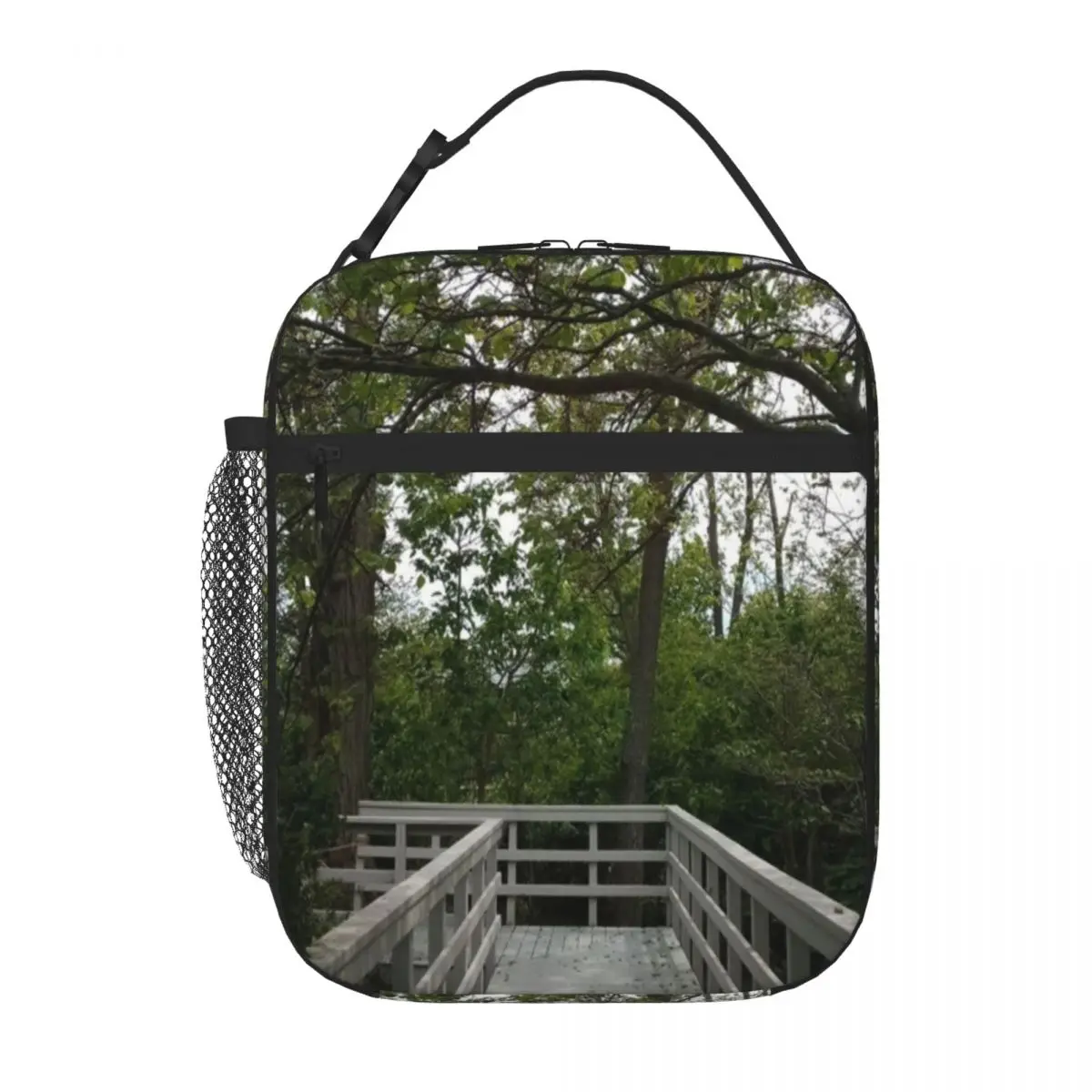 Hot Sale Wooded Bridge Outdoor Rugged Large Lunch Bag Lawn Dining Insulated Tote