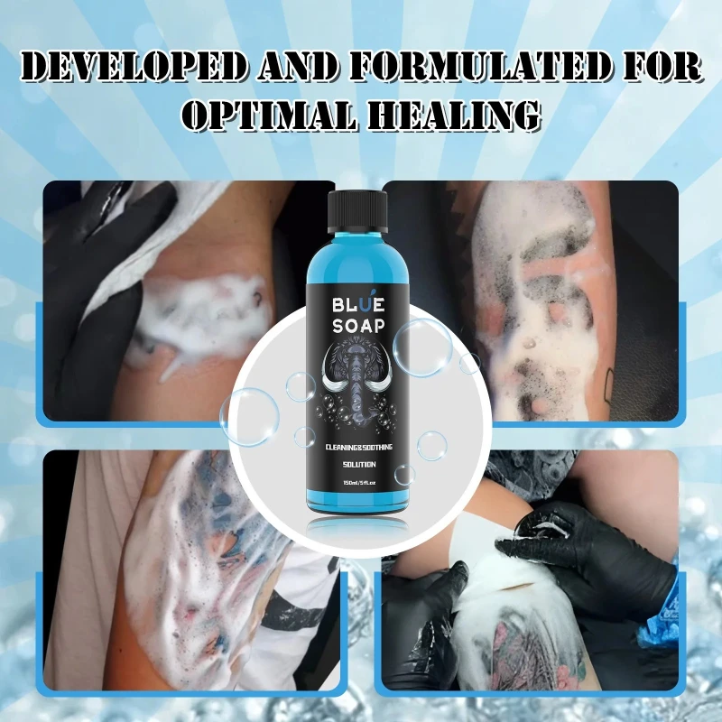 150ml Concentrating Tattoo Blue Soap Soothing Soap Aftercare Solution Liquid Avoiding Skin Irritation Tattoo Studio Supply view 6