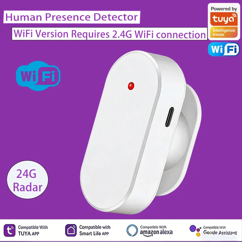 Tuya WiFi Human Presence Detector 24GHz Radar Sensor Smart Home Alexa Google Assistant