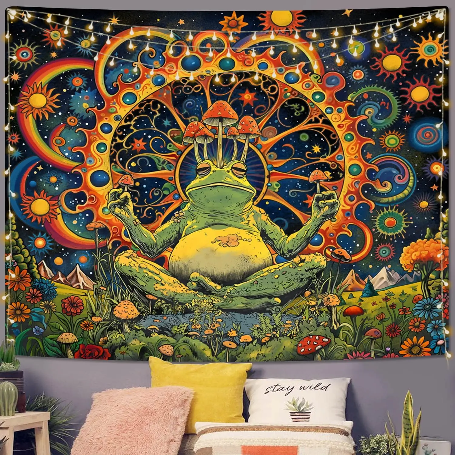 Psychedelic Frog Wall Tapestry Mandala Art Yoga Meditation Decor Boho Hippie Hanging Psychedelic Nature Design