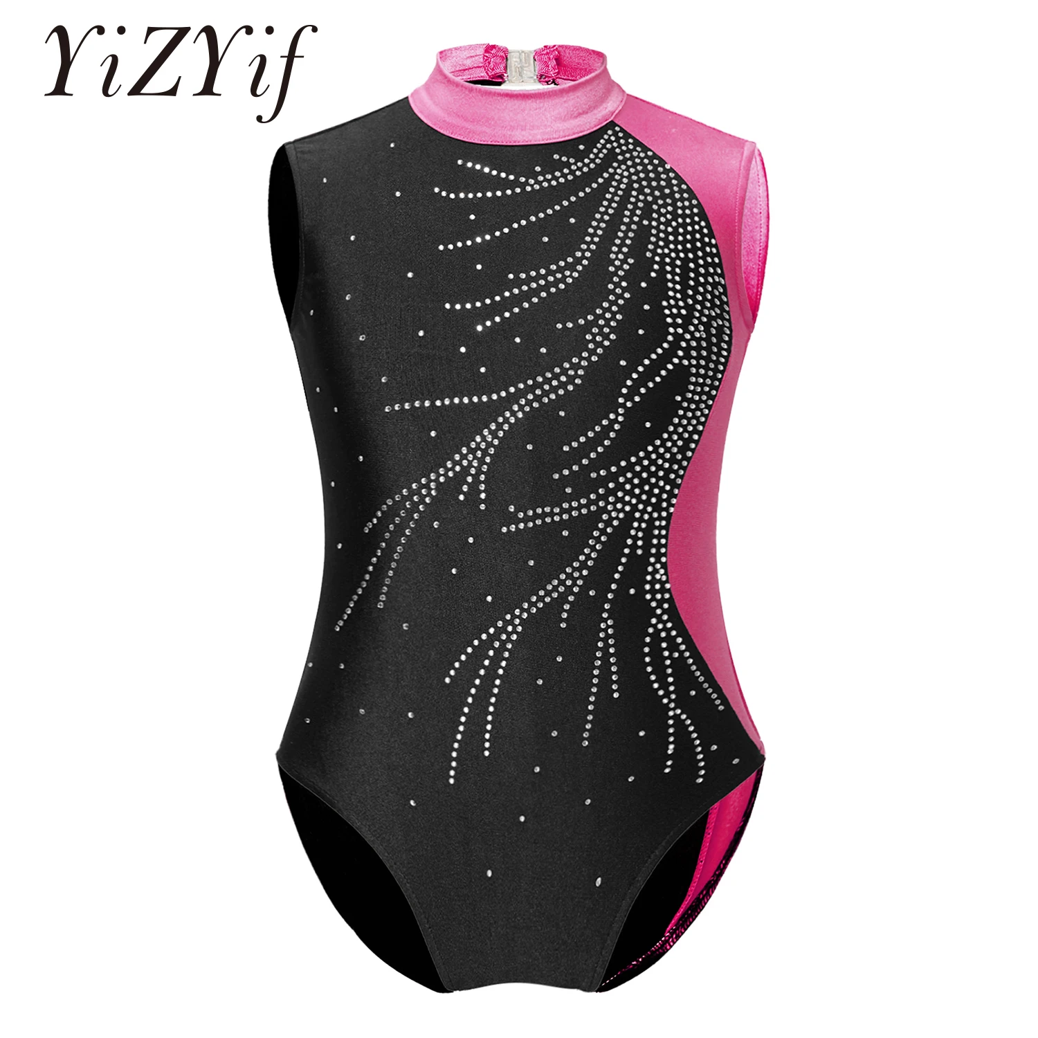 Kids Girls Ballet Dance Costumes Leotard Sleeveless Gymnastics Workout Bodysuit Hollow Back Figure Skating Dancewear Jumpsuit