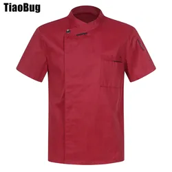 Mens Womens Chef Uniform Coat Cross-Over Chef Kitchen Restaurant Hotel Unisex Cook Uniform with Pockets