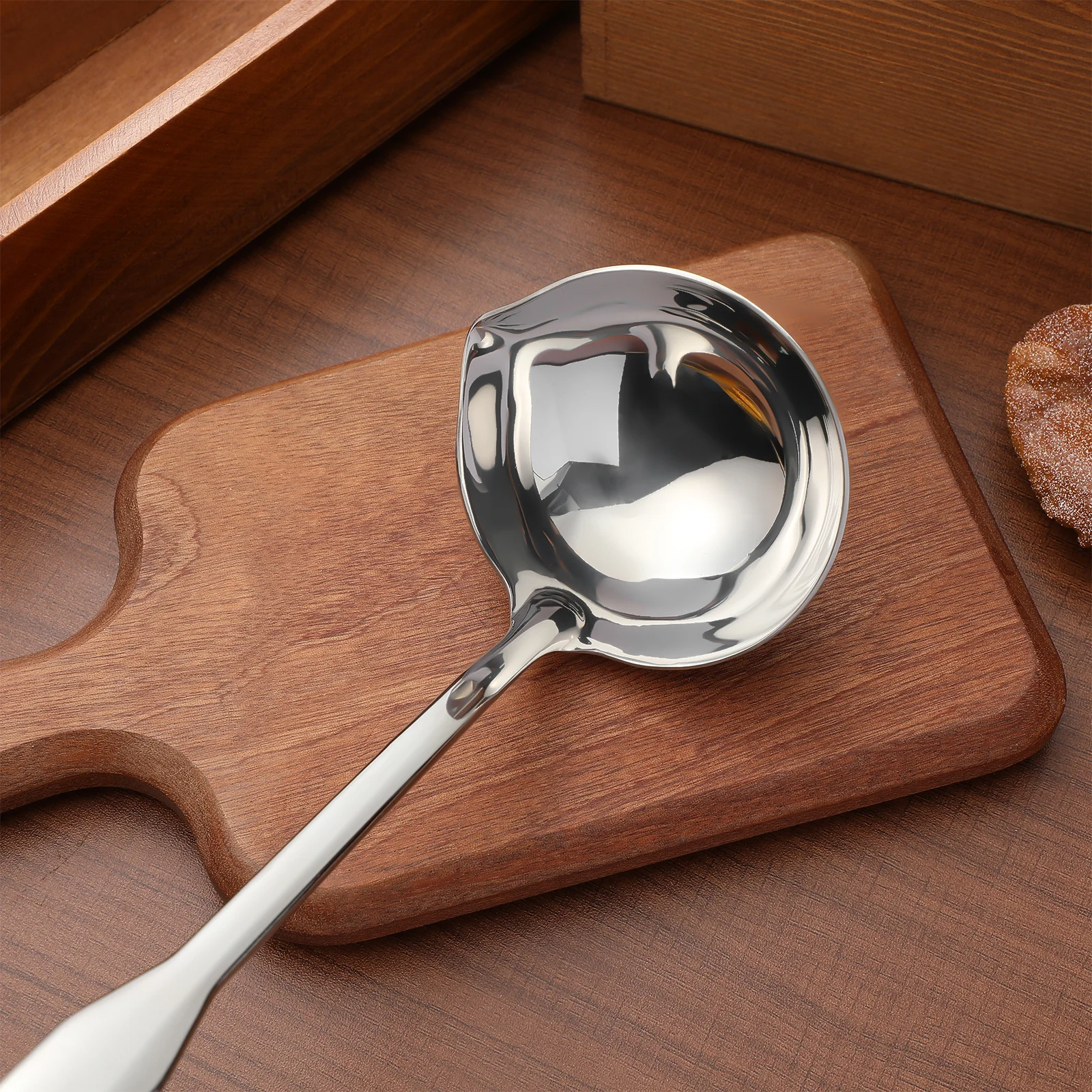 

Stainless Steel Soup Ladle with Precision Pouring Spout Long Handle for Deep Pots and Large Containers