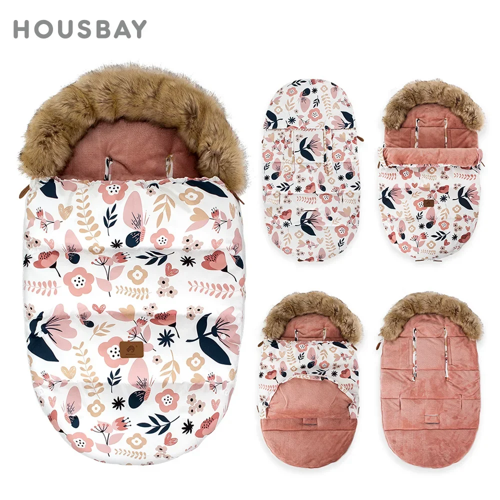 Baby Sleeping Bag 0-24Months Winter Footmuff Envelope In Stroller Waterproof Universal Pram Sleepsack Girls' Flower Design