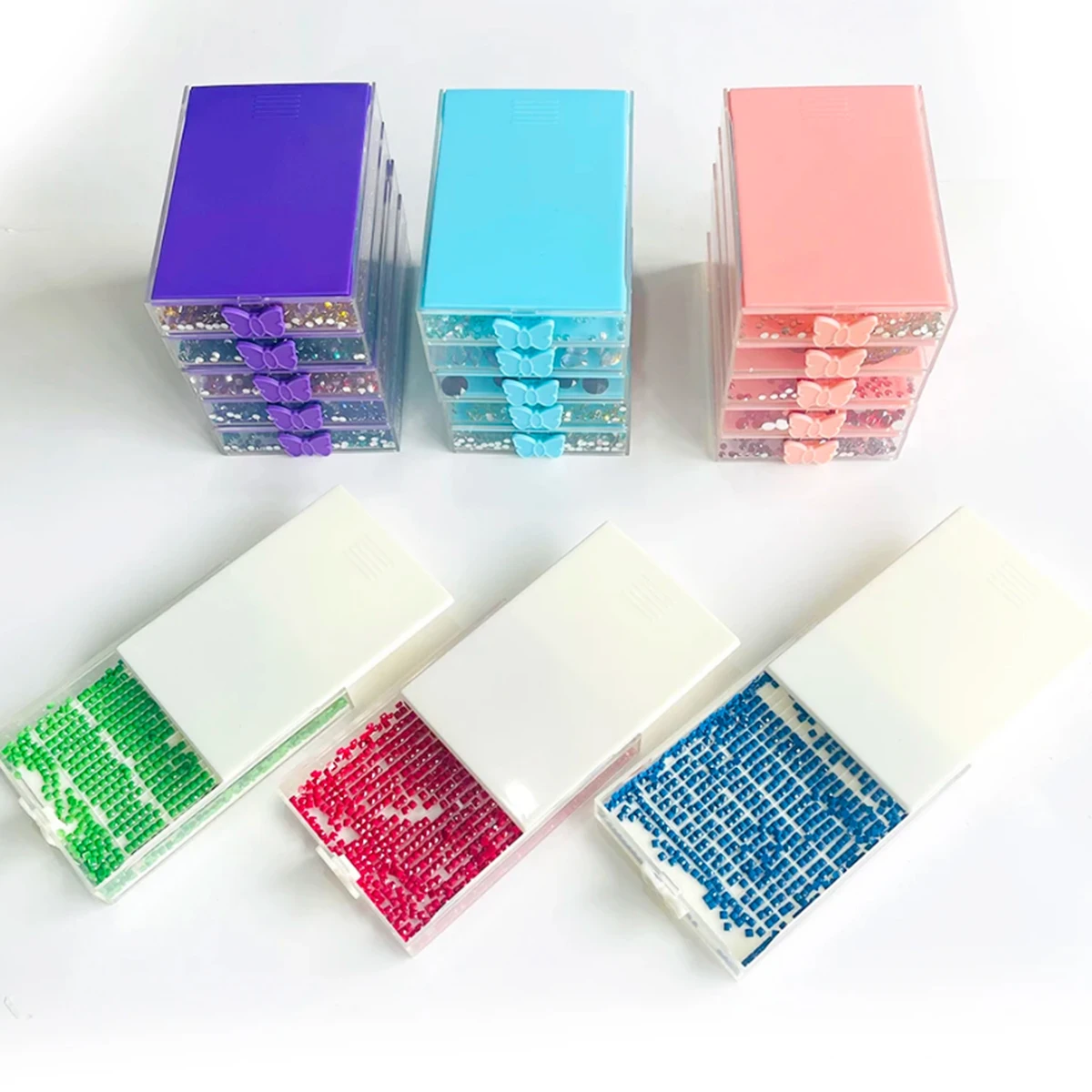 4 stücke 5D Diamant Malerei Multi Platzierung Tablett für Runde Quadrat Bohrer Lagerung Box Einzigen Multi Abschnitt Platte Werkzeuge Zubehör