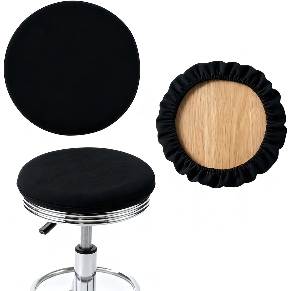 Set of 3 Stool Covers with Elastic Stretch Fabric for Round Bar Stools and Chairs Providing Secure Fit and Protection