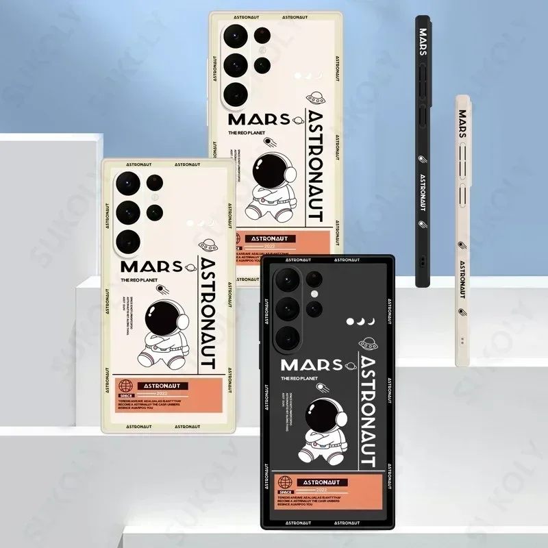 삼성 갤럭시 S23, S24 울트라, S23FE, A55, A54, A53, A35, A34, A25, A15, A14, 5G 만화 실리콘 휴대폰 커버, 귀여운 우주 비행사 우주 케이스
