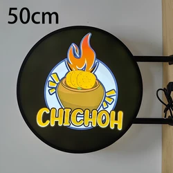 Panneau Lumineux Personnalisé de 50cm, Boîte à Lumière LED, Lampe Publicitaire Extérieure, Signalisation Externe Double Face pour Magasin