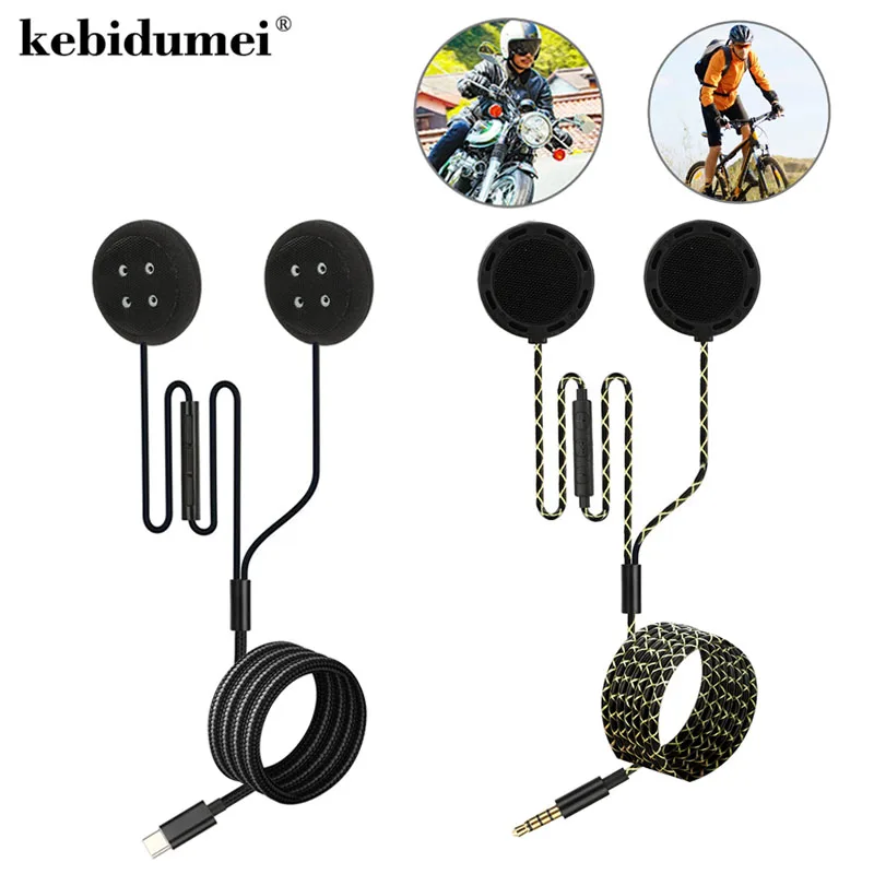 3.5mm & Type C Audio Jack Helmets Headsets Mic Build-in Double Speaker for Motorcycle Helmets Headsets Intercom Microphone