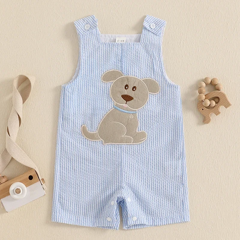 

Infant Baby Girls Boys Romper Dog Embroidered Sleeveless Jumpsuits Summer Newborn Casual Clothing Baby Fashion Overalls