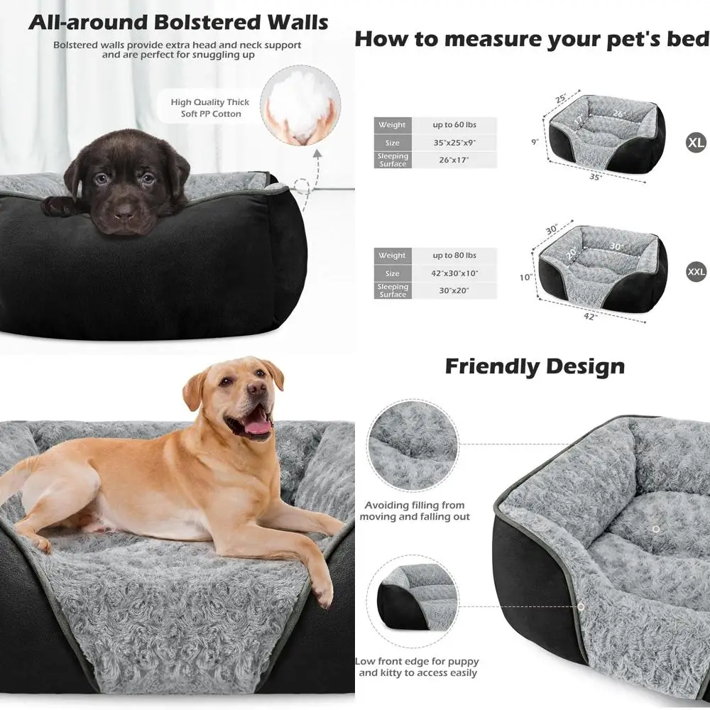 

Large Orthopedic Rectangle Dog Bed, Washable, Soft, Calming, Durable with Anti-Slip Base