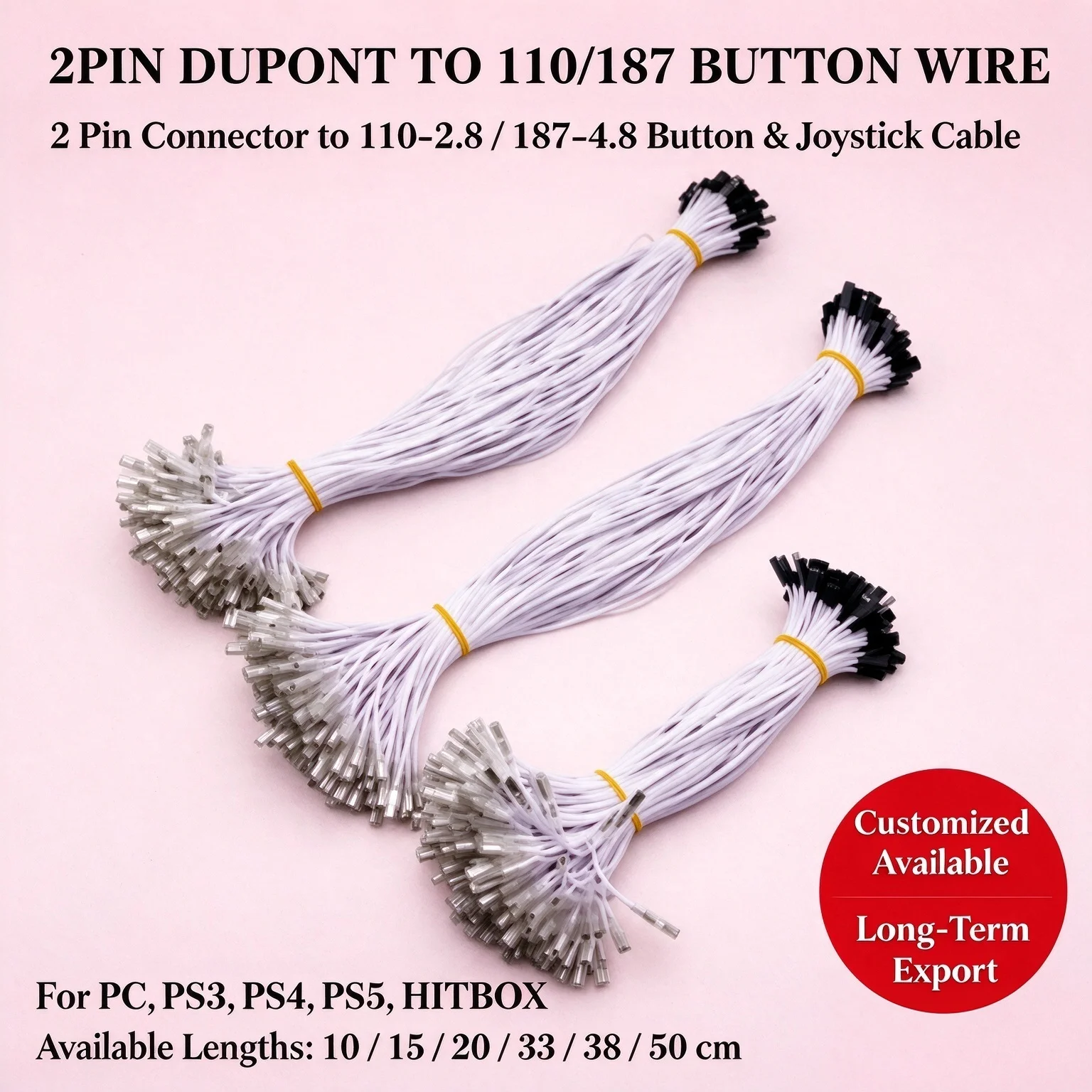 10PCS 2P Arcade Button Wire Harness Joystick Fighting Stick Pushbutton Cable Dupont Connector for Game Controller DIY Accessorie