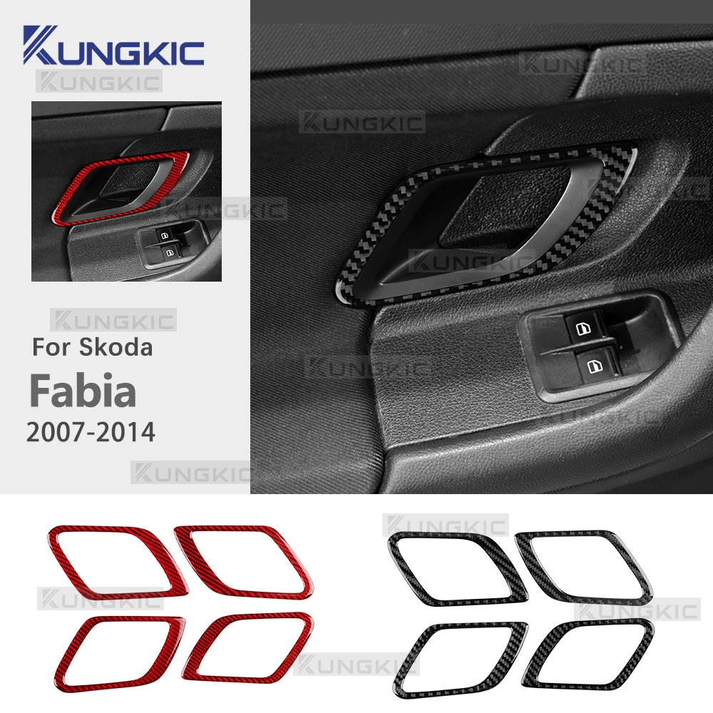 For 2007 2008 2009 2010 2011 2012 2013 2014 Skoda Fabia 2 MK2 5J Soft Carbon Fiber Car Door Handle Speedometer Button Sticker