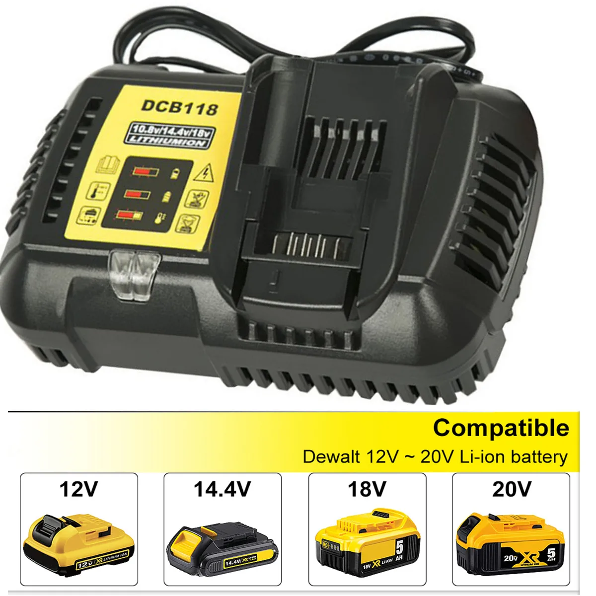 4.5A fast battery charger DCB118 for Dewalt Li-ion Battery 14.4V 18V 20V DCB180 DCB181 DCB200 DCB203 DCB205 DCB115 DCB105 DCB140