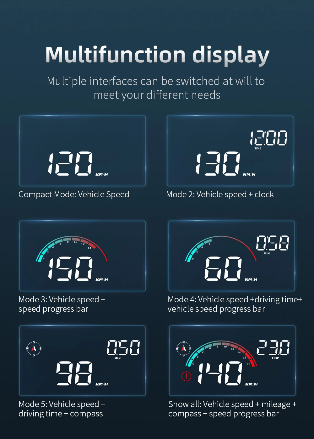 GPS M22 Auto-Smart-High-Definition-Digital-Messgerät Head-Up-Display KM/H Digital HUD Universeller Geschwindigkeits-Windschutzscheiben-Projektor Plug&Play – Detail 6